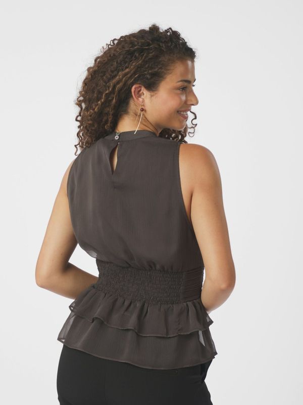 Ansol Solid Chiffon Top Dark Brown 