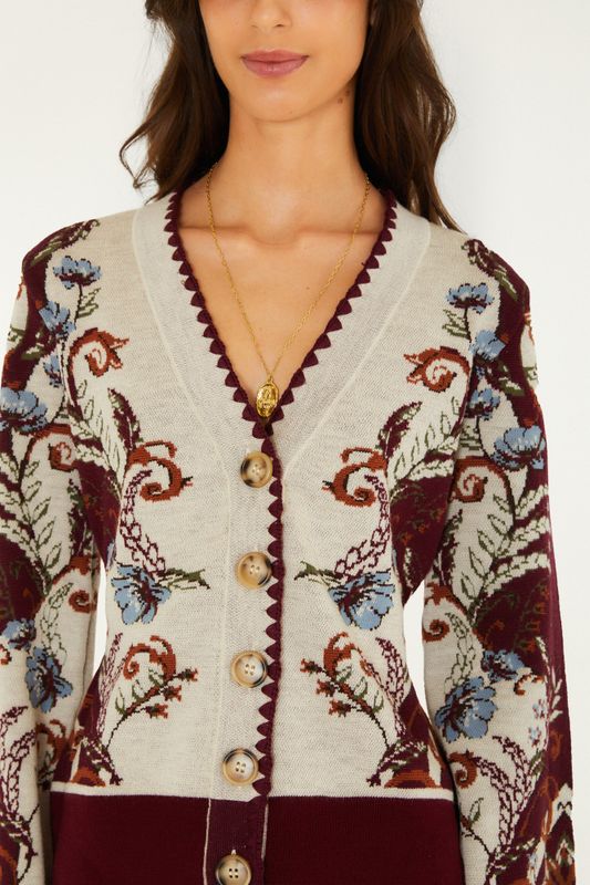Millena Knit Cardigan Burgundy 