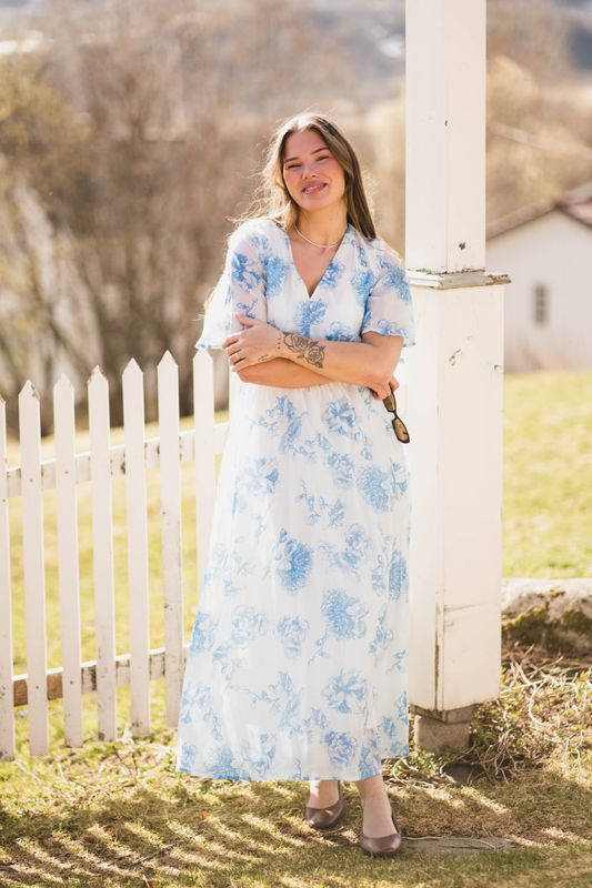 Evangelia 2/4 Dress M Blue Flower 