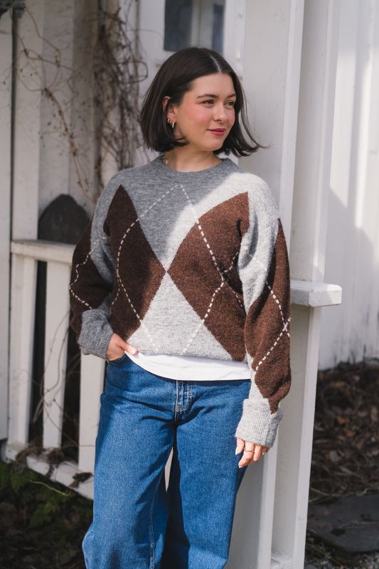 Sorayas Pullover Brown/Grey Check 