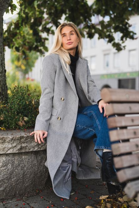 Hovedbilde Tova LS Long Coat Light Grey Melange 