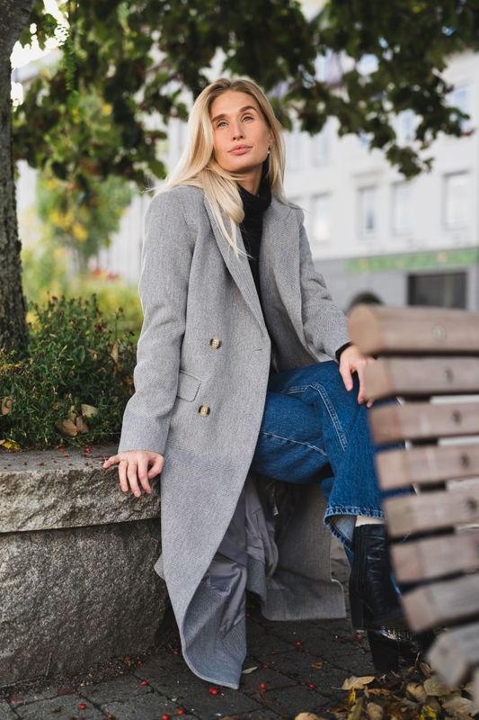 Tova LS Long Coat Light Grey Melange 