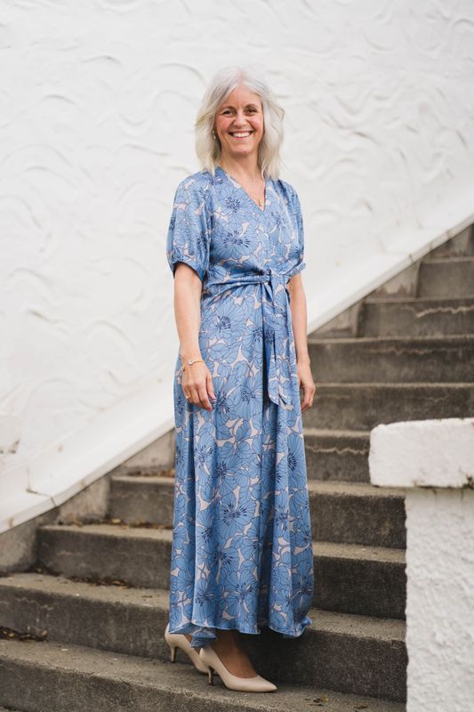 Faye Dress Gardenia Sky 
