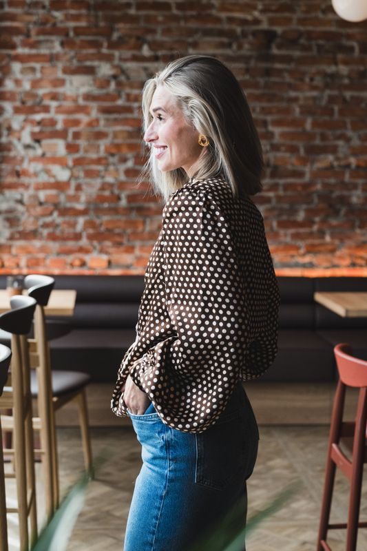 Satin Shirt Blush Dots 