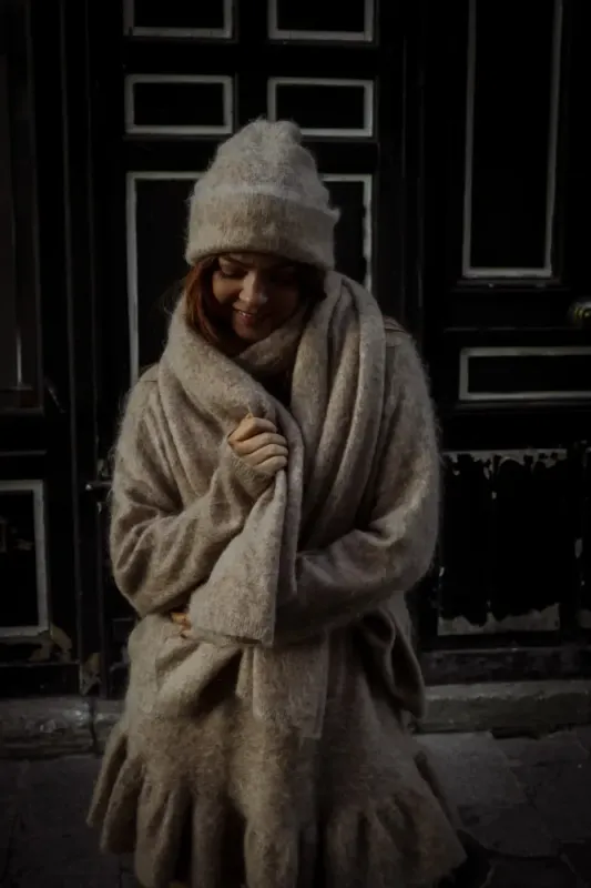 Boxy Scarf Beige Melange 