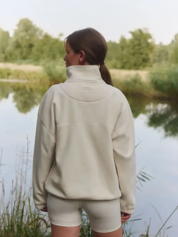 W. Polar Fleece Half-Snap Pullover Creme 