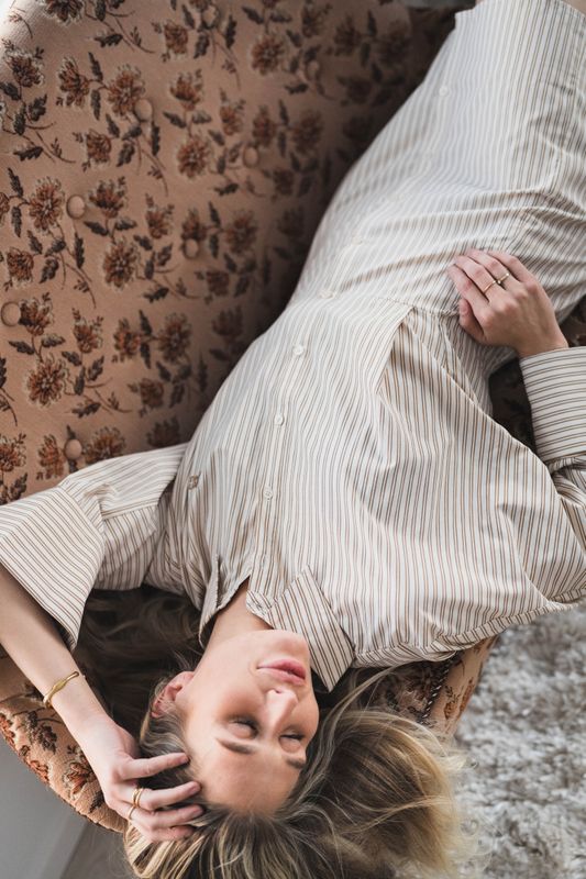 Atari Dress Oat Stripe 