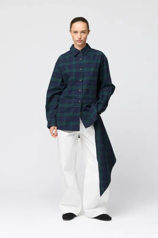 Flannel Workwear Shirt Green Navy Check 