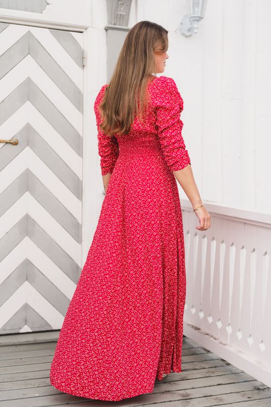 Spring Button-Down Dress Red Dots 