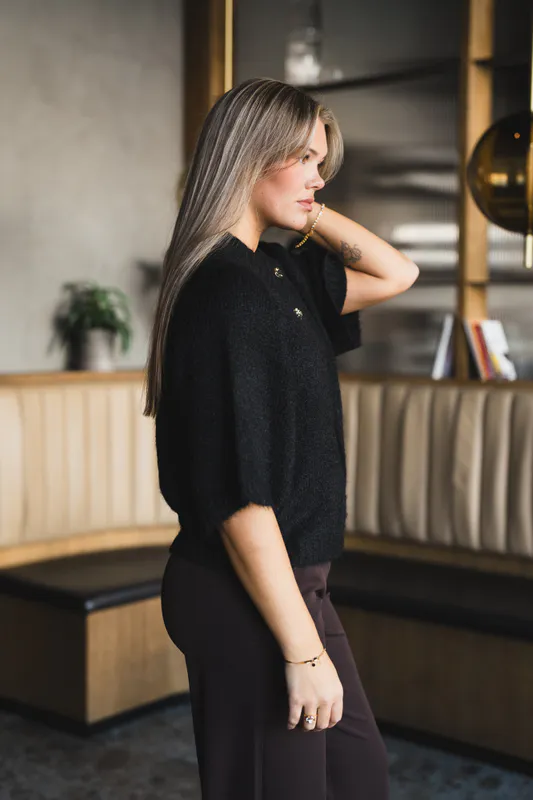 Benuta Fluffy Knit Cardigan Black 