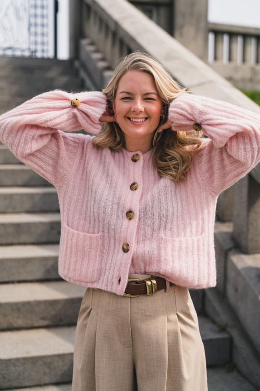Cierrou Rib Cardigan Chalk Pink 