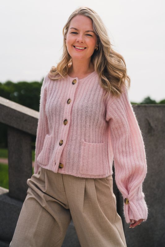 Cierrou Rib Cardigan Chalk Pink 