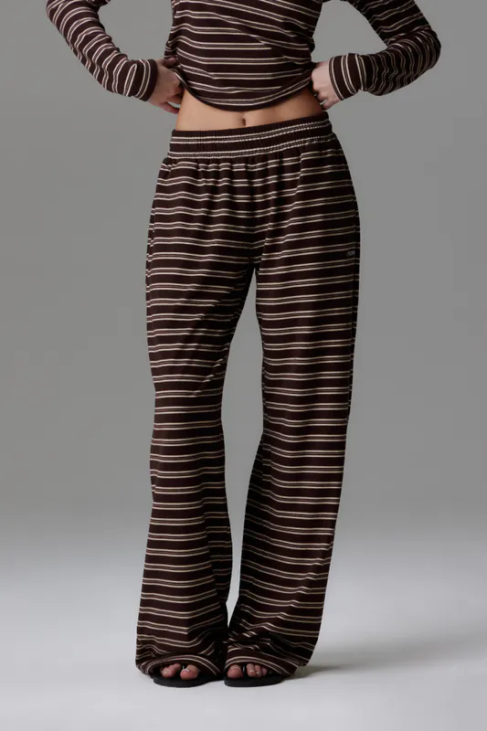 Palmer Soft Stripe Wide Leg Pants Brown/Creme 