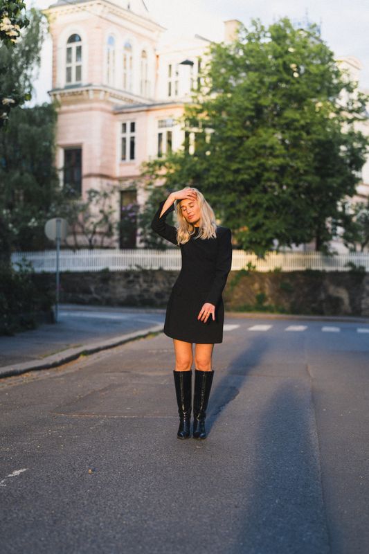 Leanna High Neck Mini Dress Black 