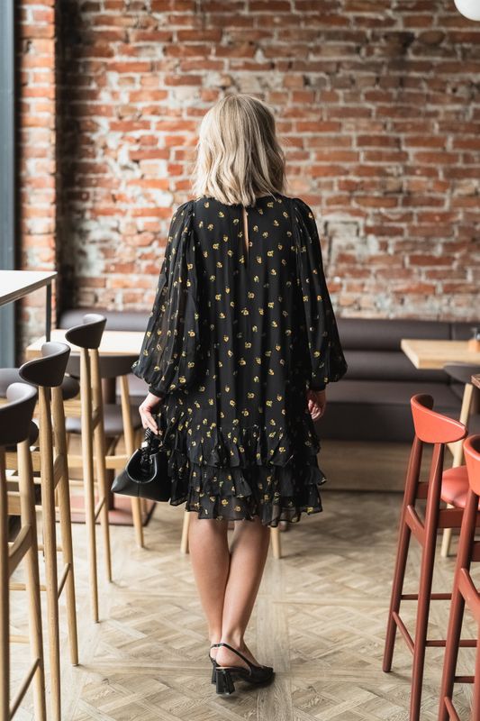 Georgette Shift Dress Flower Buds 
