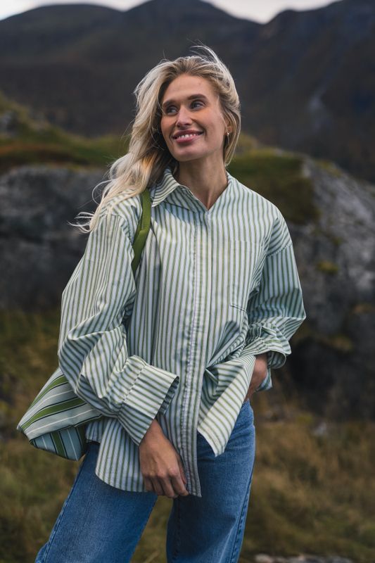 Loose Stripe Shirt Green Stripe 