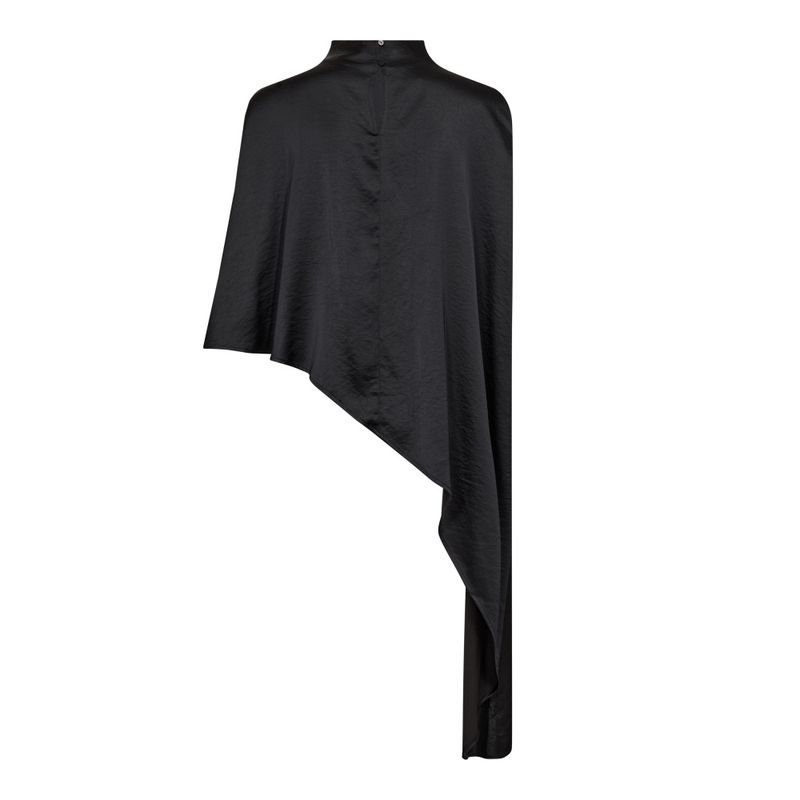 Idun Turtle Cape Blouse Black 