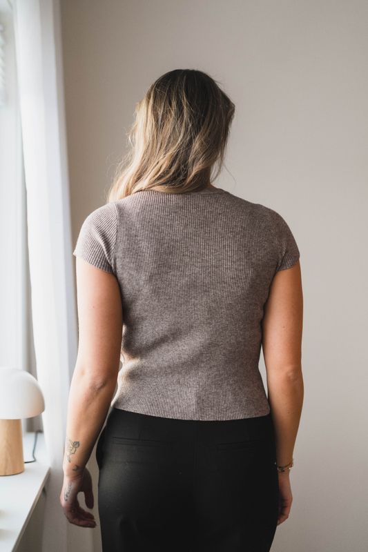 Todda Knit Tee Sand Melange