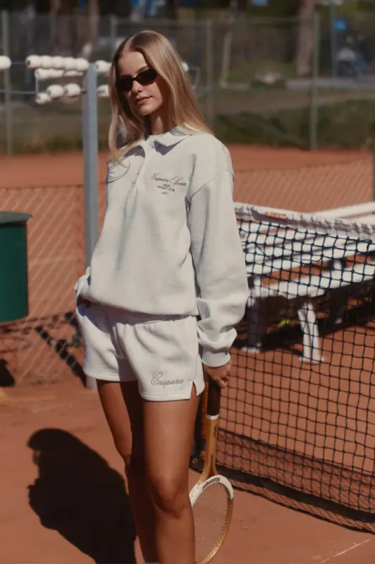 W. Racquet Club Rugby Shirt Grey Melange W. Dark Olive 