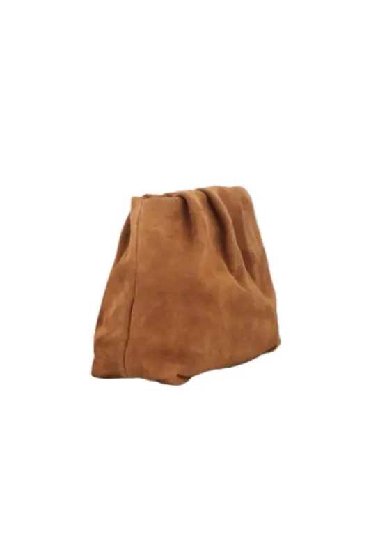 Suede Clutch Bag Cognac Brown 