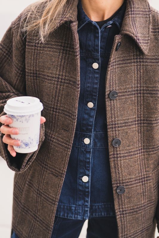 Amaranda Jacket Check Hot Fudge/Rubbe 