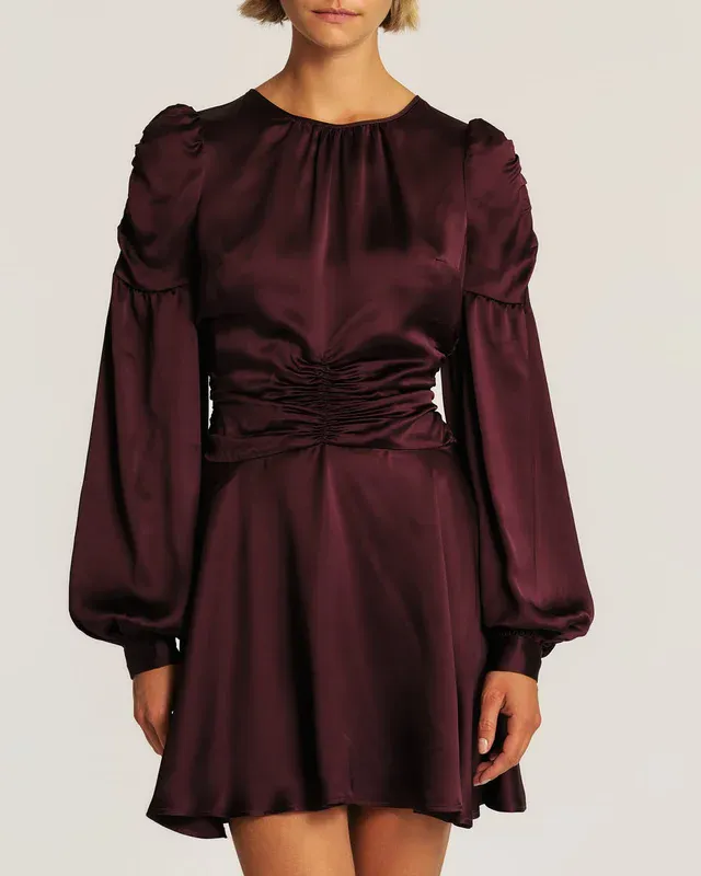 Satin Mini Dress Burgundy 