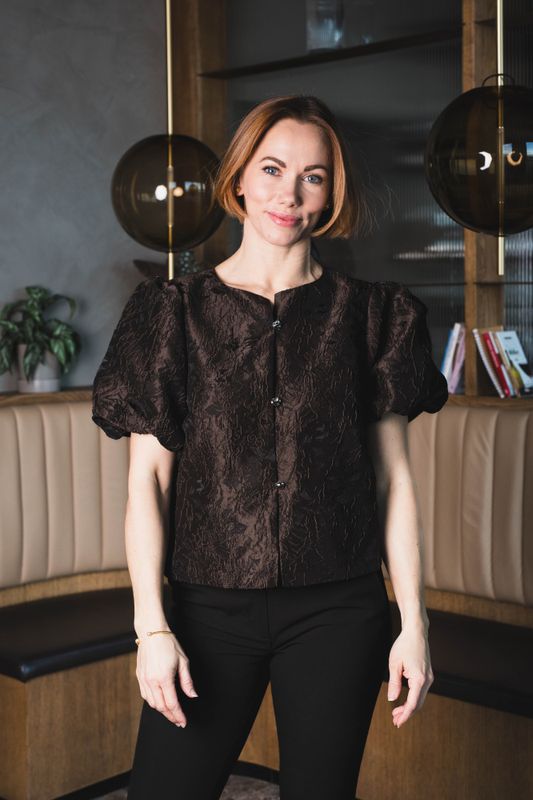 Aisa Brocade Blouse Dark Brown 