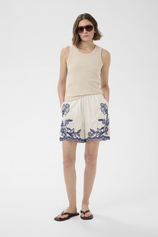 Bitja Shorts Whisper White W Blue Emb