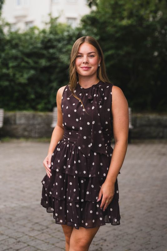 May Big Dot Dress Brown 