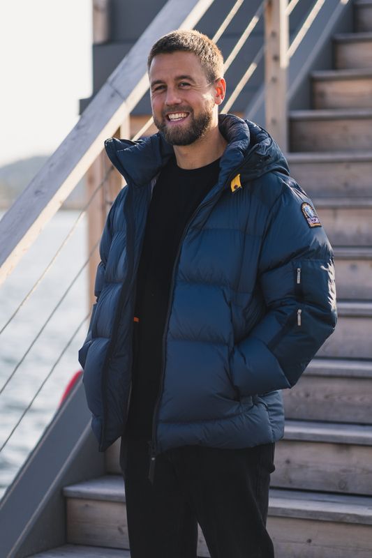 Tyrik Hooded Down Jacket Man Dark Avio 