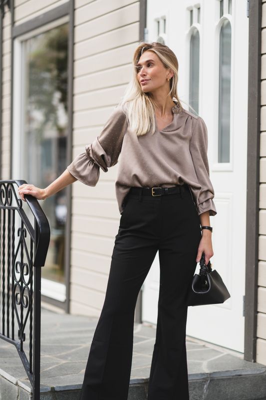 Amara Heavy Sateen Bedaz Blouse Dark Taupe 