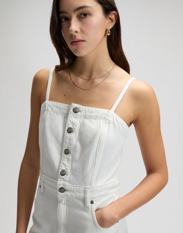 Maxi Denim Dress Powder White 
