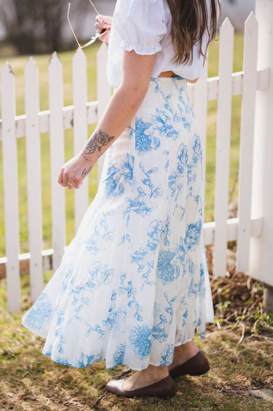 Evangelia HW Skirt M Blue Flower 