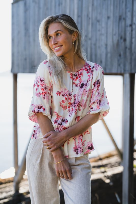 Azelia Blouse Pink Shadow Flower Print