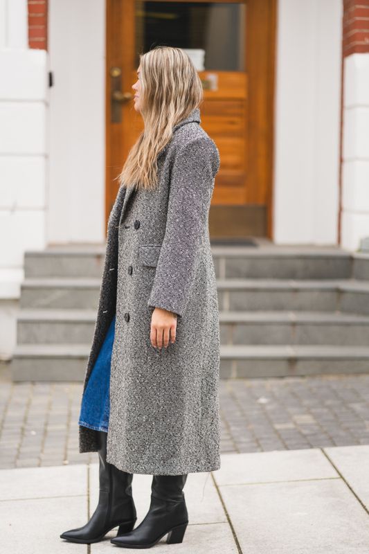 Yasha Lapel Coat Black/White 