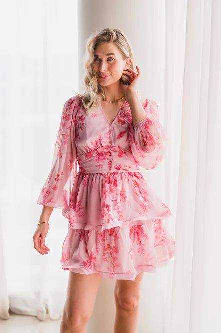 Hovedbilde Rivana Print Chiffon Dress Pink 