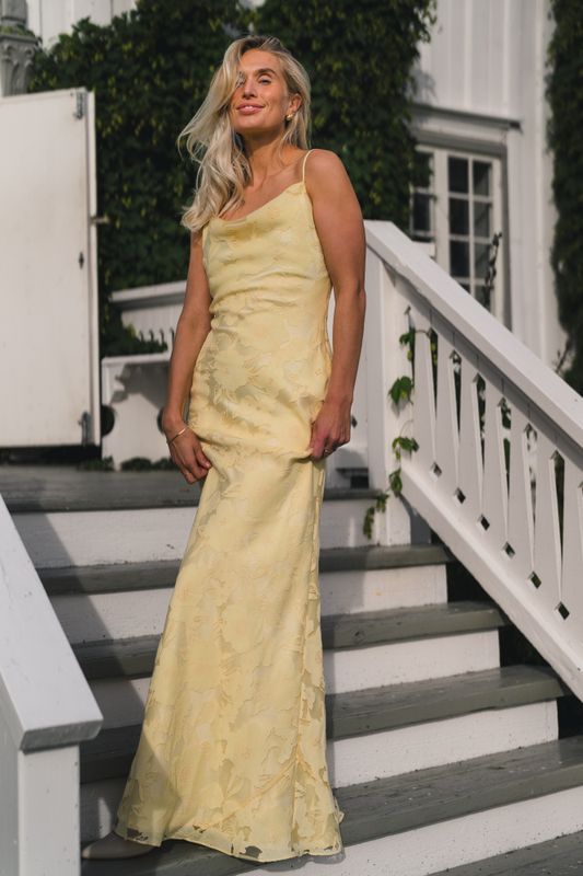 Sorelle Lace Slip Maxi Dress Light Lemon  