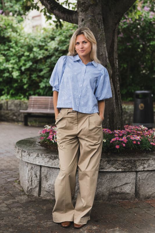 Etta Flower Stripe Shirt Light Blue 