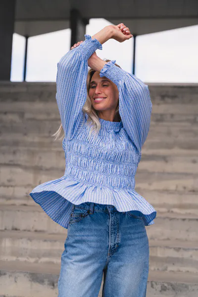 Hovedbilde Possa Twist Stripe Blouse Light Blue 
