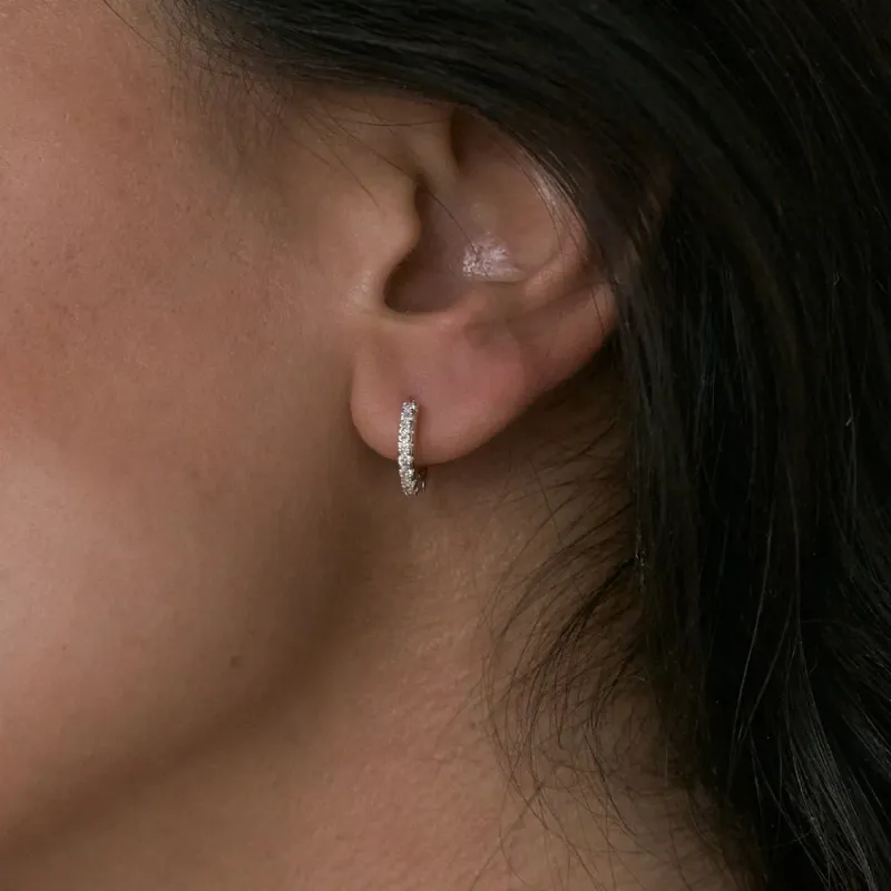 10mm Zirconia Huggies Silver 