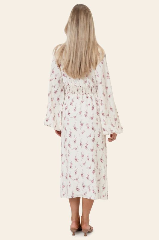 Adaic Long Dress Off White Vintage Rose