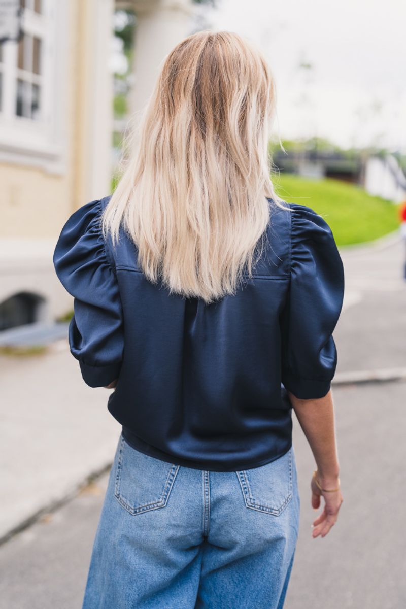 Roella Heavy Sateen Blouse Midnight Blue 