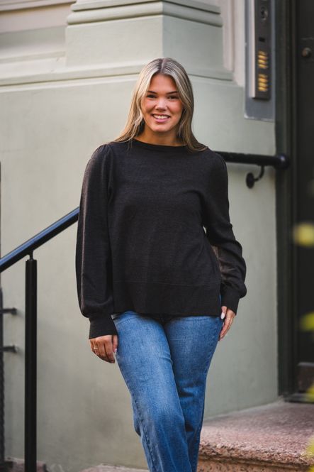 Hovedbilde Sonja Merino Sweater Dark Brown Melange 