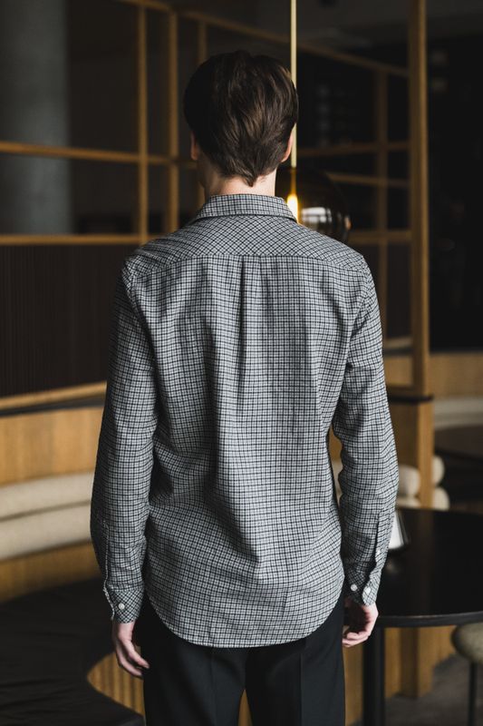 Saliam NJ Shirt 15839 Grey Melange Check 
