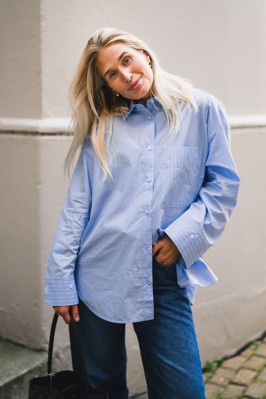 Derris Shirt Blue Iris Stripe Small 