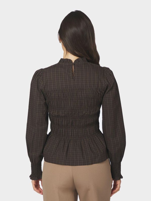 Possa Big Check Blouse Brown Check 