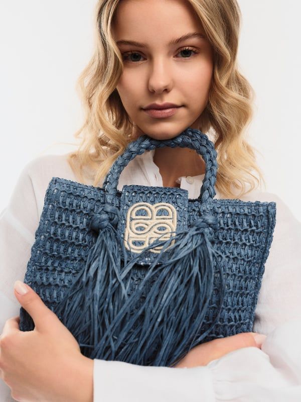 Sigrid Straw Bag Blue 