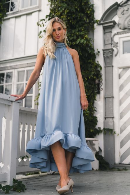 Hovedbilde Sabrina Halterneck Ruffled Midi Dress Sky 