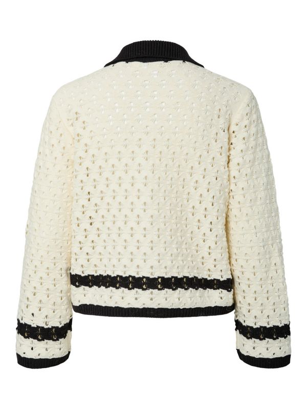Damu LS Knit Cardigan Pristine W. Black 