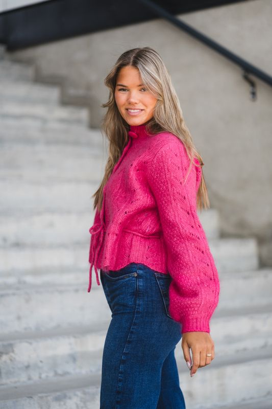 Sophia Chunky Cardigan Raspberry 